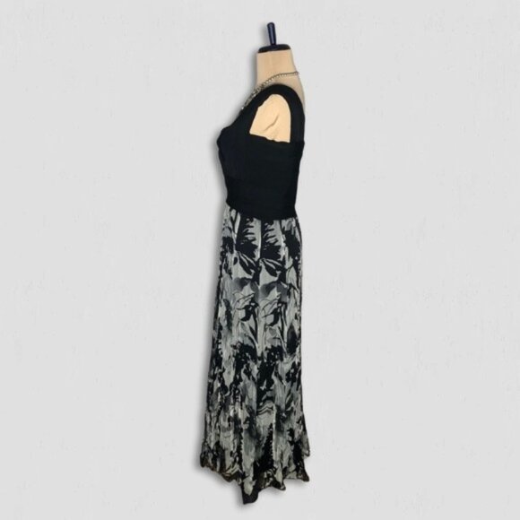 Tadashi Collection Fit and Flare Floral Midi Dress Black White Size 8 - Picture 3 of 13